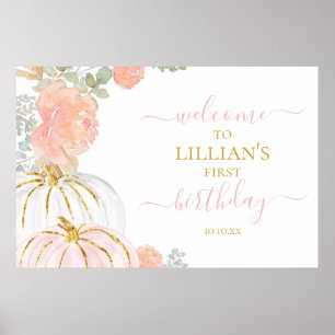 Pink Pumpkin Welcome Sign Poster