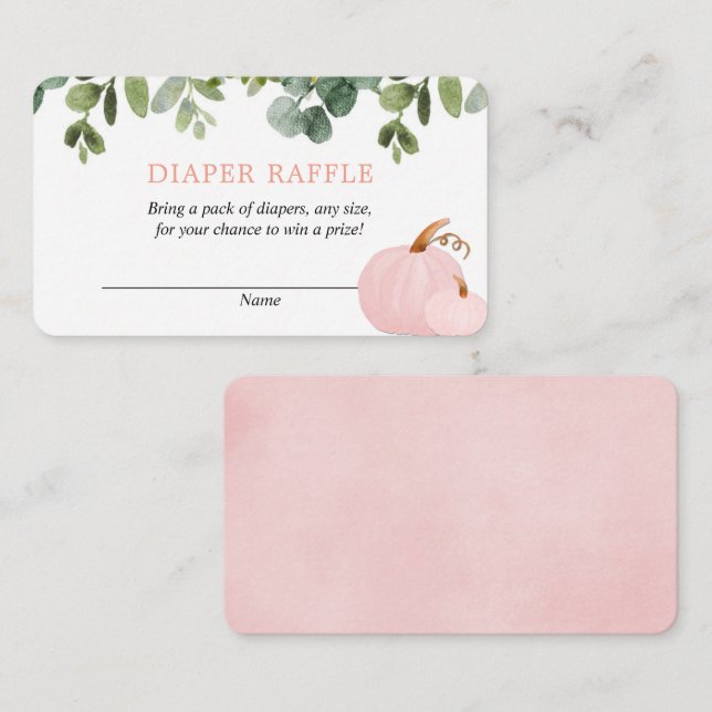 Pink Pumpkins fallen Baby Dusche Windel Gewinnkart Begleitkarte (Vorne/Hinten)
