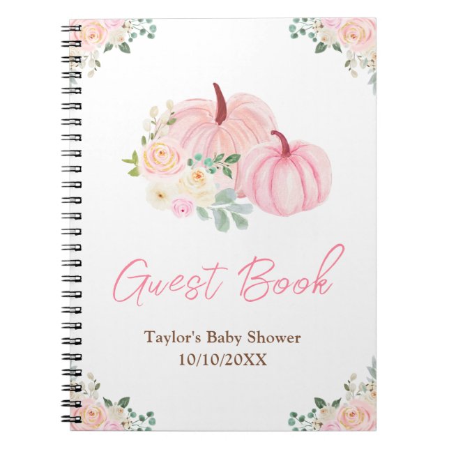 Pink Pumpkins Floral Baby Showbook Notizblock (Vorderseite)