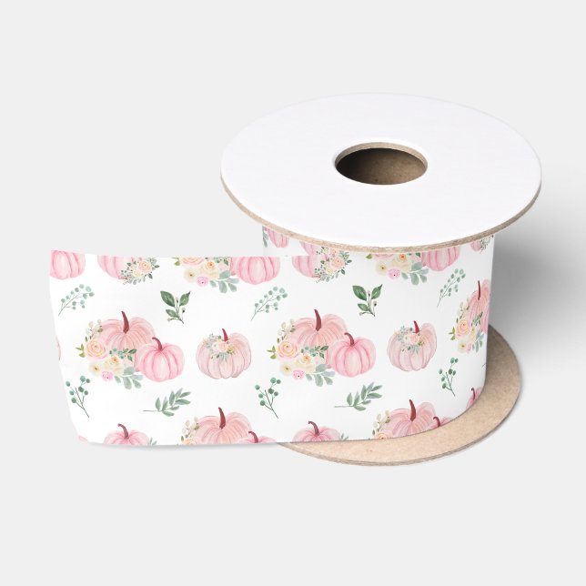 Pink Pumpkins Floral Satinband (Spule)
