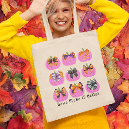 Pink Pumpkins mit Coquette Bows Square Totbeutel Tragetasche