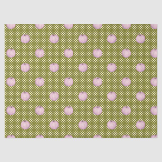 Pink Pumpkins Sage Green Niedlich Polka Docks Seidenpapier (Vorderseite)