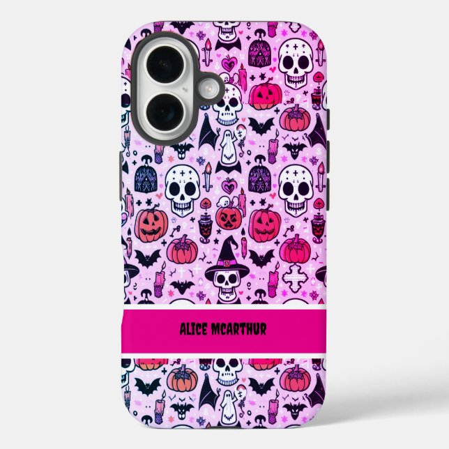 Pink Punk Halloween Trick oder Treat Individuelle  iPhone 16 Hülle (Rückseite)