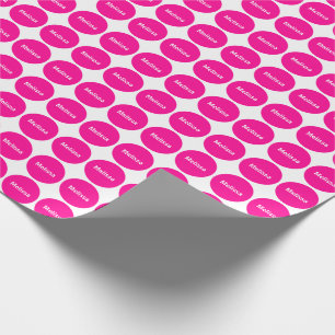Pink-Punkt-Muster auf Weiß mit Namen Geschenkpapier