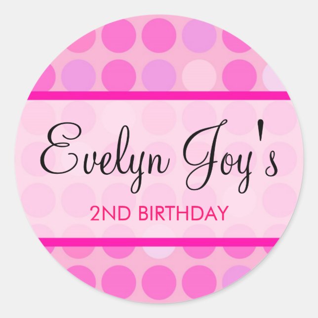 Pink Punkt Stickers / Gefälligkeitstags (Vorderseite)