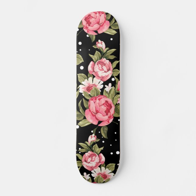 Pink Puny Peonies Skateboard (Vorderseite)