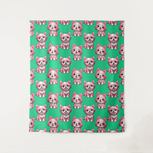 Pink Puppy Dodge Design - Green Wandteppich