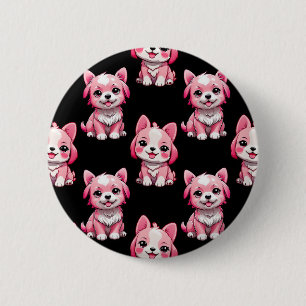 Pink Puppy Dodge Design - Schwarz Button