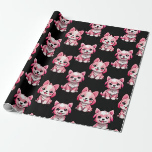 Pink Puppy Dodge Design - Schwarz Geschenkpapier