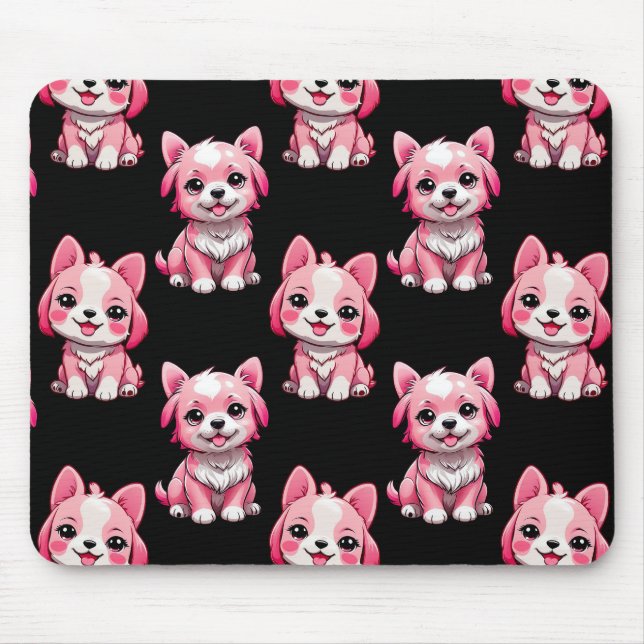 Pink Puppy Dodge Design - Schwarz Mousepad (Vorne)