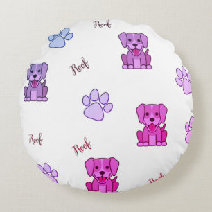 Pink Puppy Dog & Paws Throw Kissen