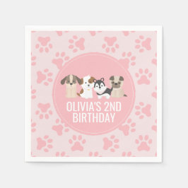 Pink Puppy Geburtstagsparty Servietten Pfoten Druc