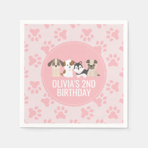Pink Puppy Geburtstagsparty Servietten Pfoten Druc