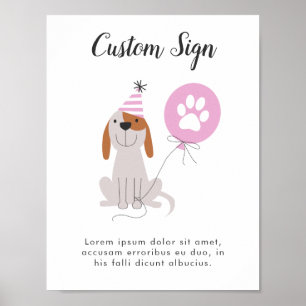 Pink Puppy Hund Thema Geburtstagsparty Custom-Zeic Poster