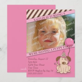 Pink Puppy Party Fotoplasma Einladung