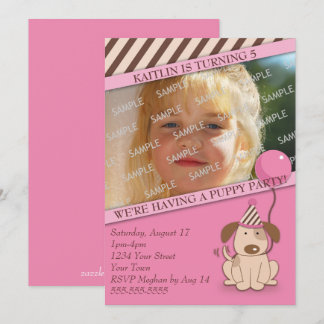 Pink Puppy Party Fotoplasma Einladung