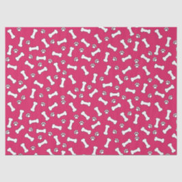 Pink Puppy Paw Prints and Bones New Dog Birthday Seidenpapier