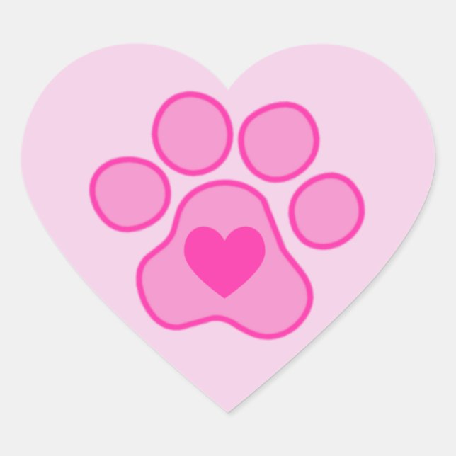 Pink Puppy Paws Heftaufkleber Herz-Aufkleber (Vorderseite)