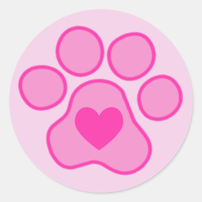 Pink Puppy Paws Heftaufkleber Runder Aufkleber (Vorderseite)