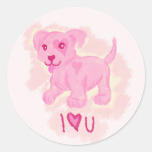 Pink Puppy Runder Aufkleber