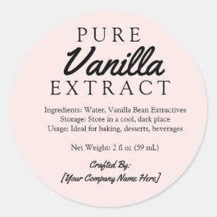 Pink Pure Vanilla-Extrakt-Zutaten Handwerklich Runder Aufkleber