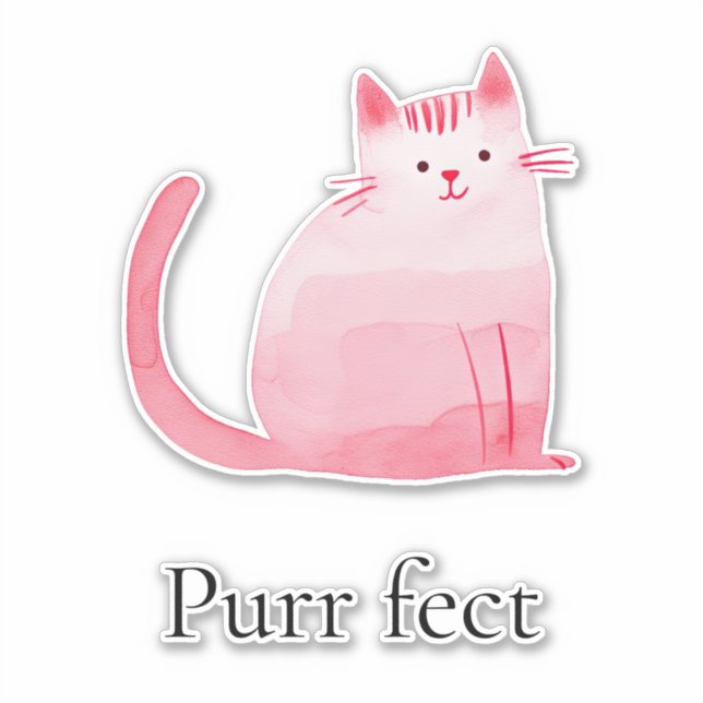 Pink Purffect Cat Aufkleber (Vorderseite)