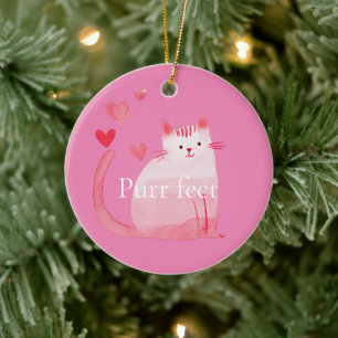 Pink Purffect Cat Keramik Ornament