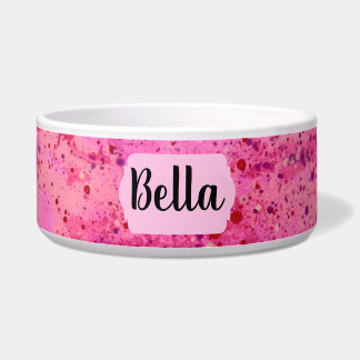Pink Purple Abstract Personalized Ceramic Pet Bowl Napf
