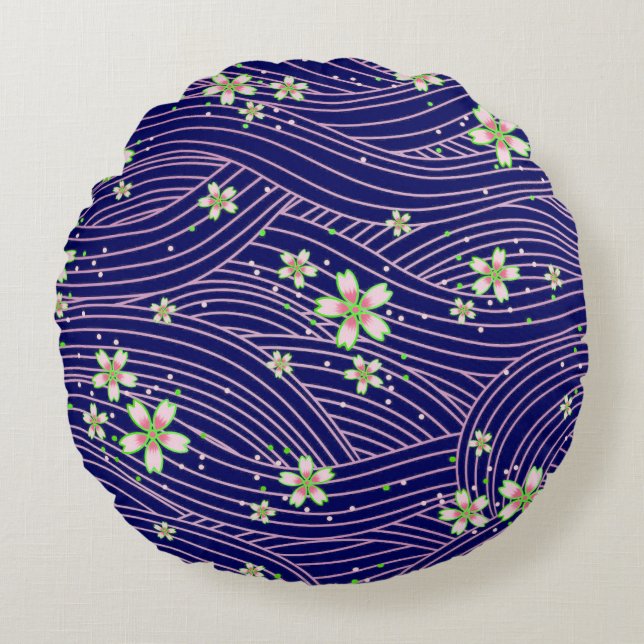 pink purple and blue rundes kissen (Vorderseite)