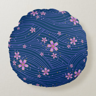 pink purple and blue rundes kissen
