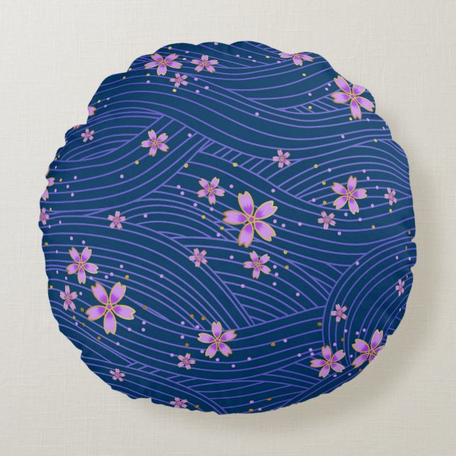 pink purple and blue rundes kissen (Vorderseite)