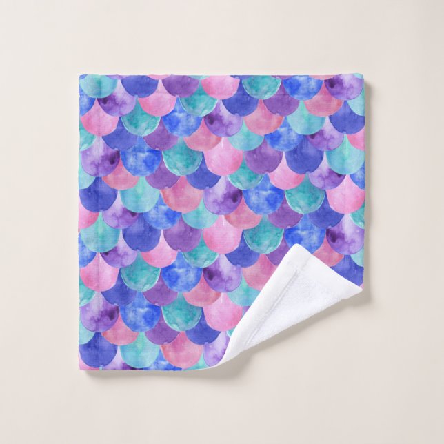 Pink Purple Blue Aquarelle Turquoise Étales de sir (Gant de toilette)