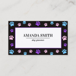 Pink Purple Blue Paw Prints Pet  Business Card Visitenkarte