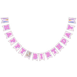 Pink Purple Bonne Bannière de Bunting Anniversaire
