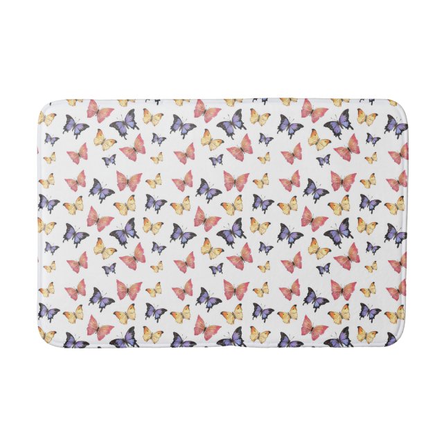 Pink Purple Butterflies Badematte (Vorderseite)