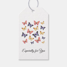 Pink Purple Butterflies Modern Script  Geschenkanhänger