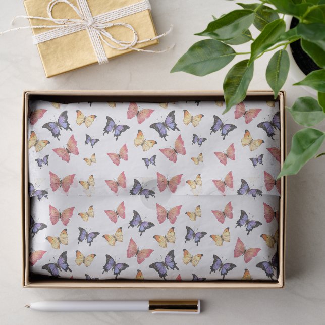 Pink Purple Butterflies Seidenpapier (Geschenk)