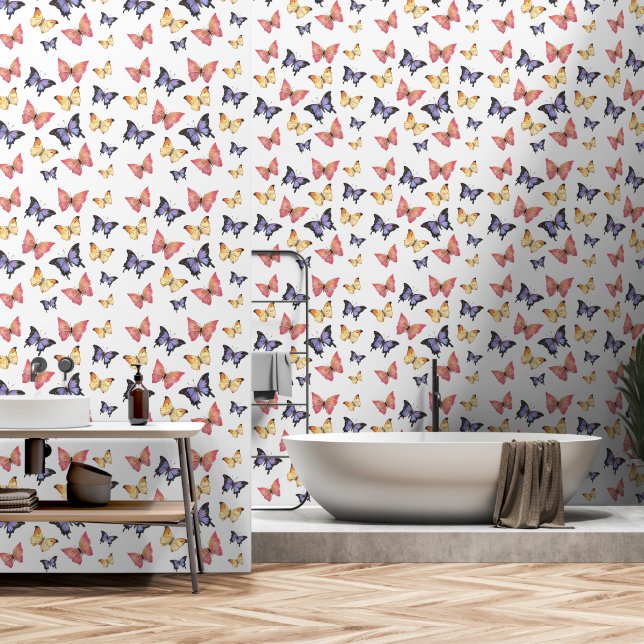 Pink Purple Butterflies Tapete (Badezimmer)