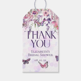 Pink Purple Butterflies & Wildflowers Thank You Geschenkanhänger