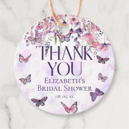Pink Purple Butterflies & Wildflowers Thank You Geschenkanhänger