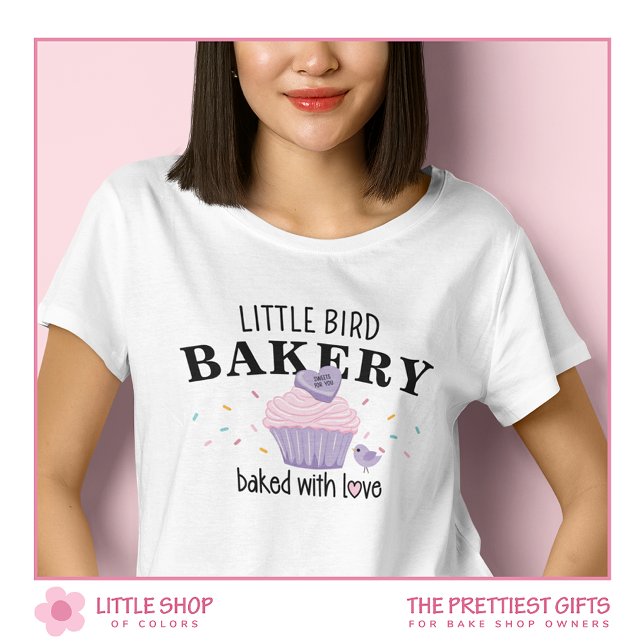 Pink Purple Cupcake Customizable Bakery T-Shirt (Von Creator hochgeladen)