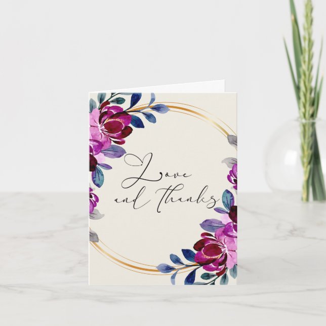 Pink Purple Floral Love and Thanks (Devant)