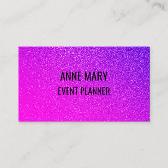 Pink Purple Glitter Event Wedding Planner Girly Visitenkarte (Vorderseite)