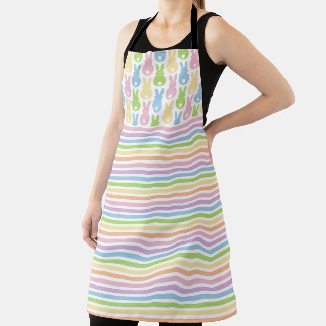 PINK PURPLE GREEN BLUE EASTER BUNNIES & STRIPES SCHÜRZE (InSitu)