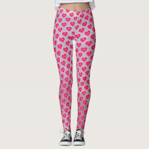 Pink Purple Hearts Motif Saint Valentin Leggings