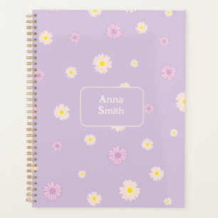 Pink Purple Jaune Daisies_ Motif Floral Script