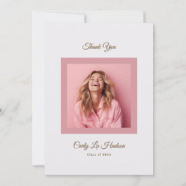 Pink Purple Minimal High School Photo Grad Dankeskarte