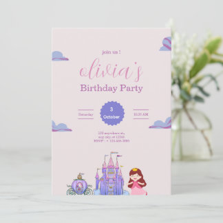 Pink & Purple Princess Birthday Party for girls Einladung