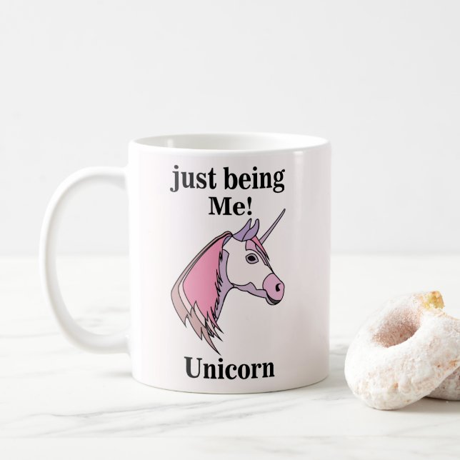 Pink Purple Unicorn Head Kaffeetasse (Mit Donut)