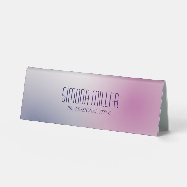 Pink Purple White Minimalist Aesthetic Gradient Tischaufsteller (Vorderseite)